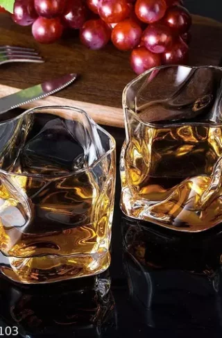 Twisted Crystal Clear Whiskey Glasses - Set of 2