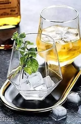 Premium Quality Crystal Clear Fancy Whiskey Scotch glass Glass Set of 2