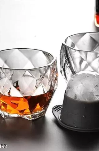 Unique Whisky Glasses Set of 2 Extra Wide Heavy Sturdy